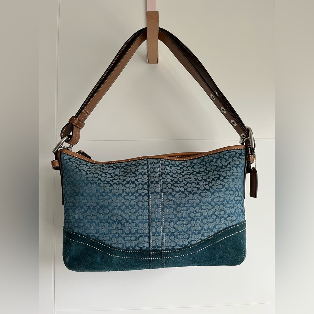 📣TODAY ONLY CLOSET CLEAROUT📣🤩 RARE 🤩Coach Blue and Brown Shoulder Bag Y2K😍😍😍